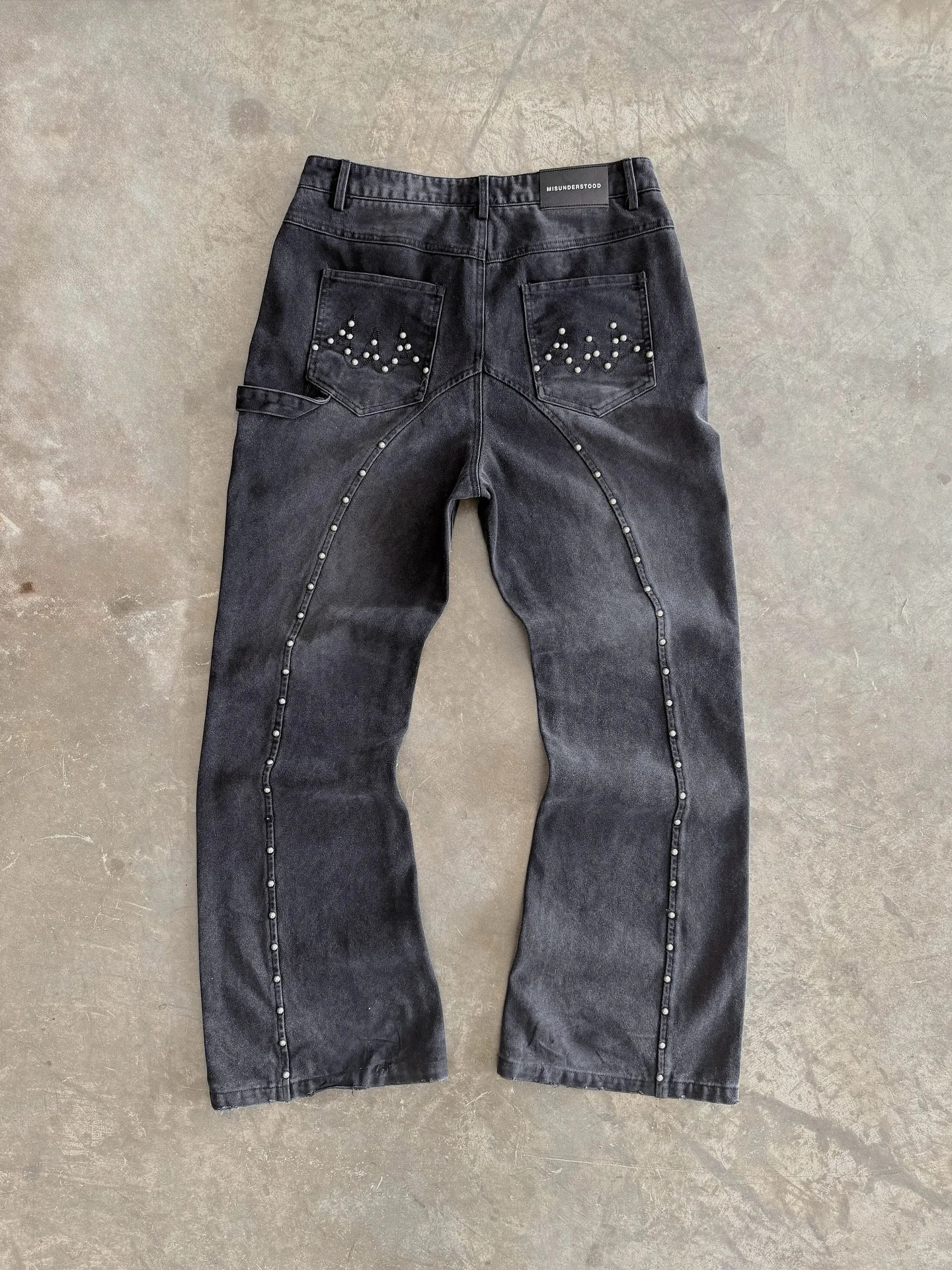 American Retro Bead Embroidery Jeans Men Women Fashion Trend Loose Pants Washed Hip Hop Pattern Couple Wide 251205