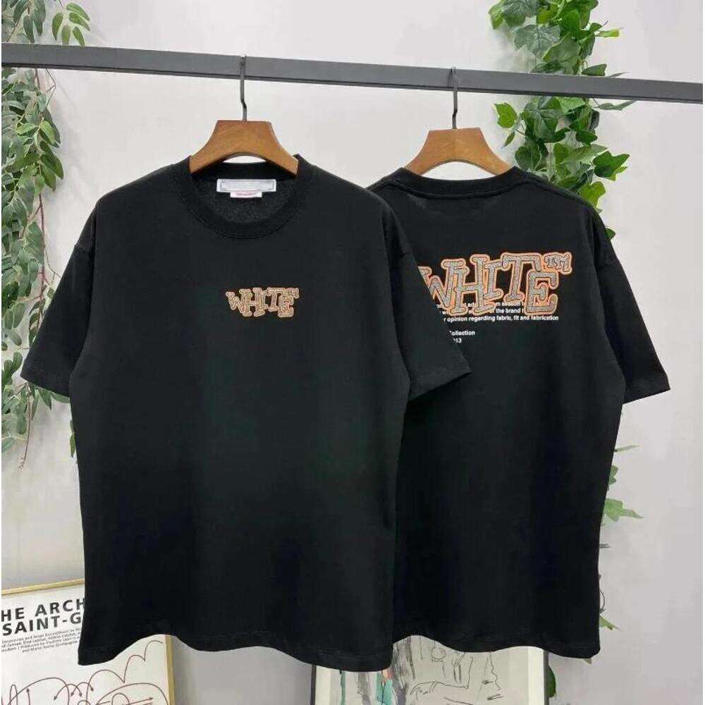Offs Whitte Shirt Designer Y2k Harakuju Tees Mens Womens Fashion Arrow Print Tops Trendy Crew Neck Tshirt Summer Luxury Cotton Loose Casual Mens Letter Print Tee 513