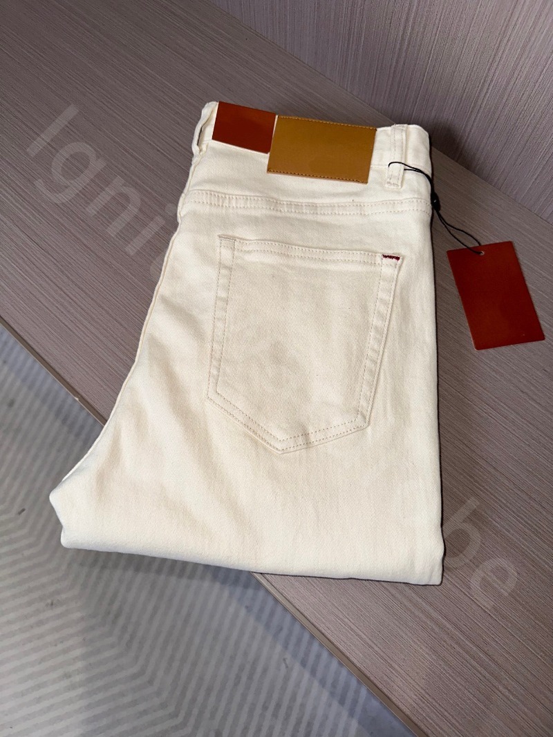 Designer Jeans for Men Autumn and Winter Casual White Trousers Mens Micro-elastic Jeans L1289