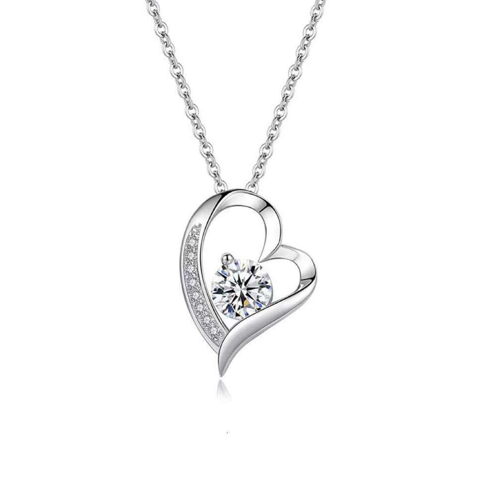 S925 Sterling Silver Heart-Shaped Necklace for Women Korean Mori-Style Simple Versatile Collarbone Chain Kuaishou Same Style