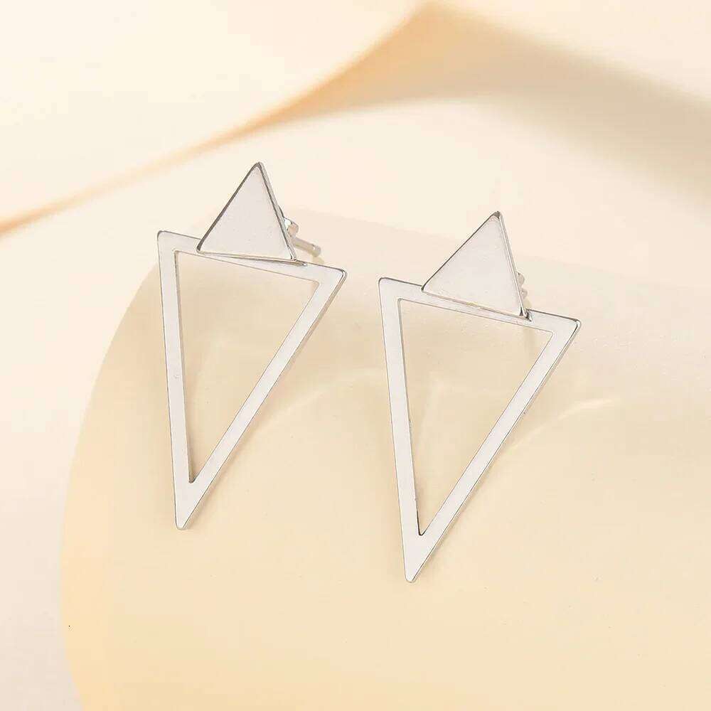 Real 925 Sterling Silver Detachable Triangles Stud Earrings for Women Trendy Fine Jewelry Minimalist Geometric Accessories