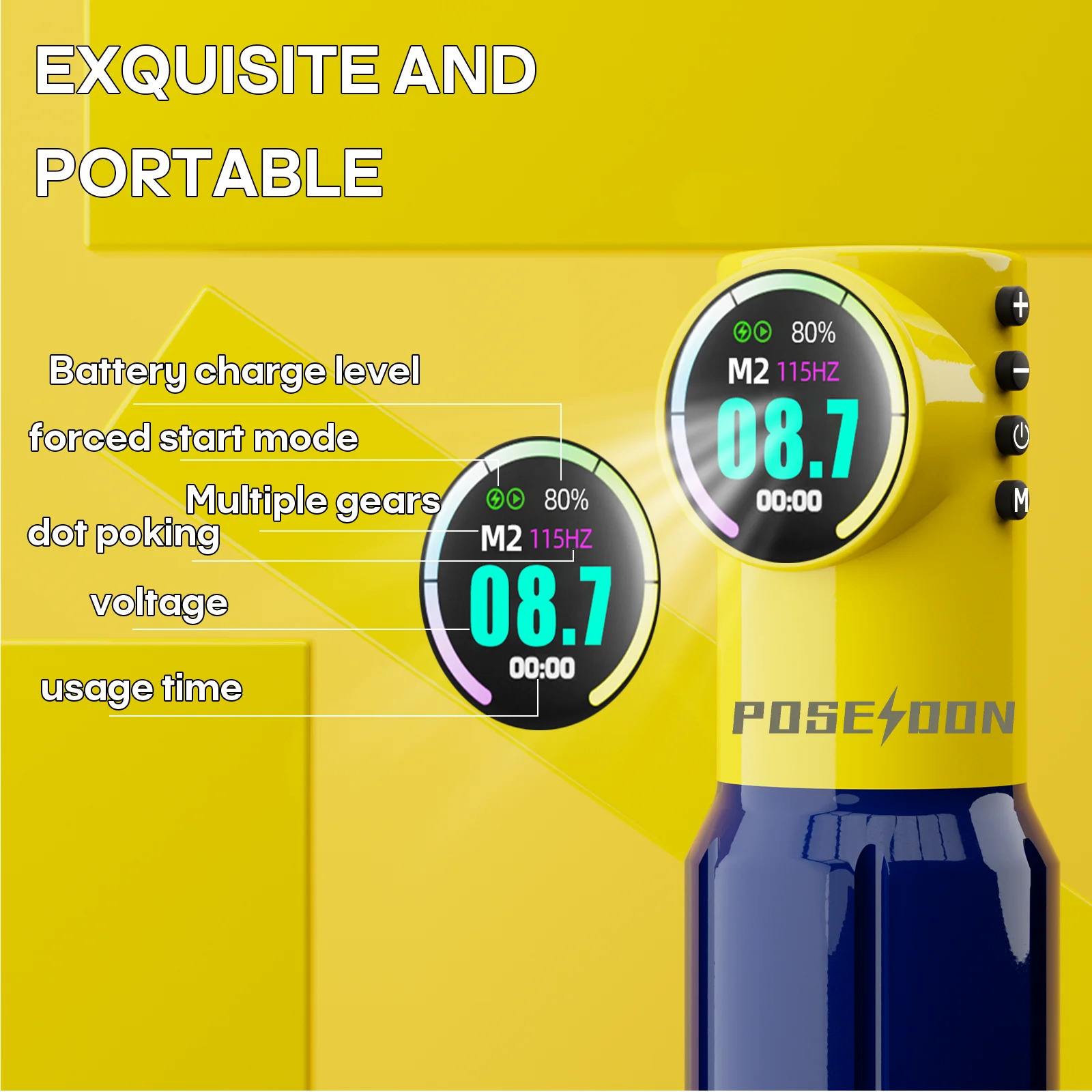 POSEIDON Cute Yellow Tattoo Machine Yellow Wirless Tattoo Pen With Powerful Custom Motor For Professional Tattoo Artist 251230