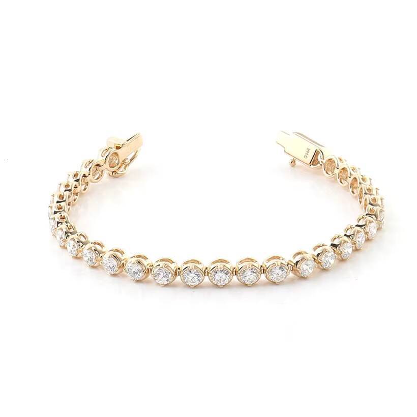 Fashion Iced Out 10k Yellow Gold 3mm DEF VS CVD HPHT Lab Grown Diamond Tennis Bracelet for Men Woman Bracelet