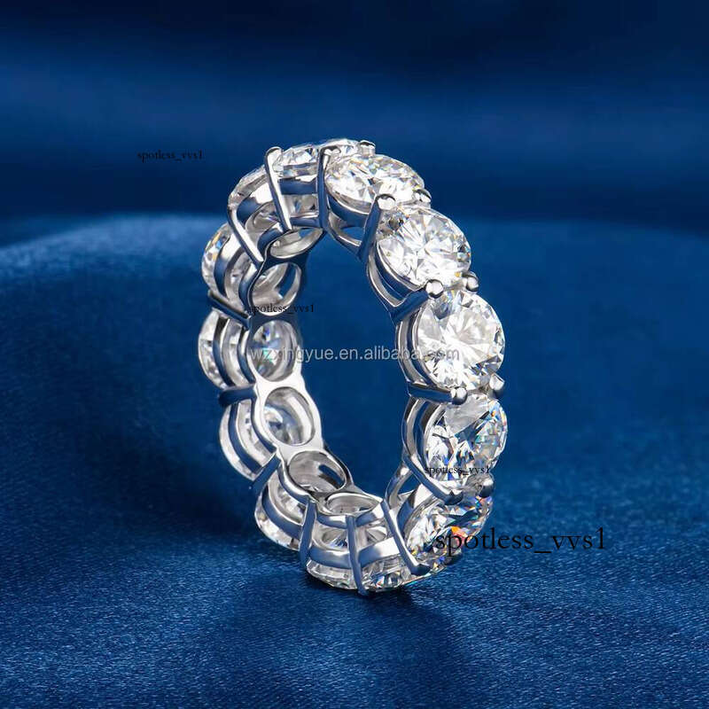 Simple VVS Moissanite Tennis Style Fashion Boutique Jewelry 925 Silver Unisex Ring Valentine's Day Gift