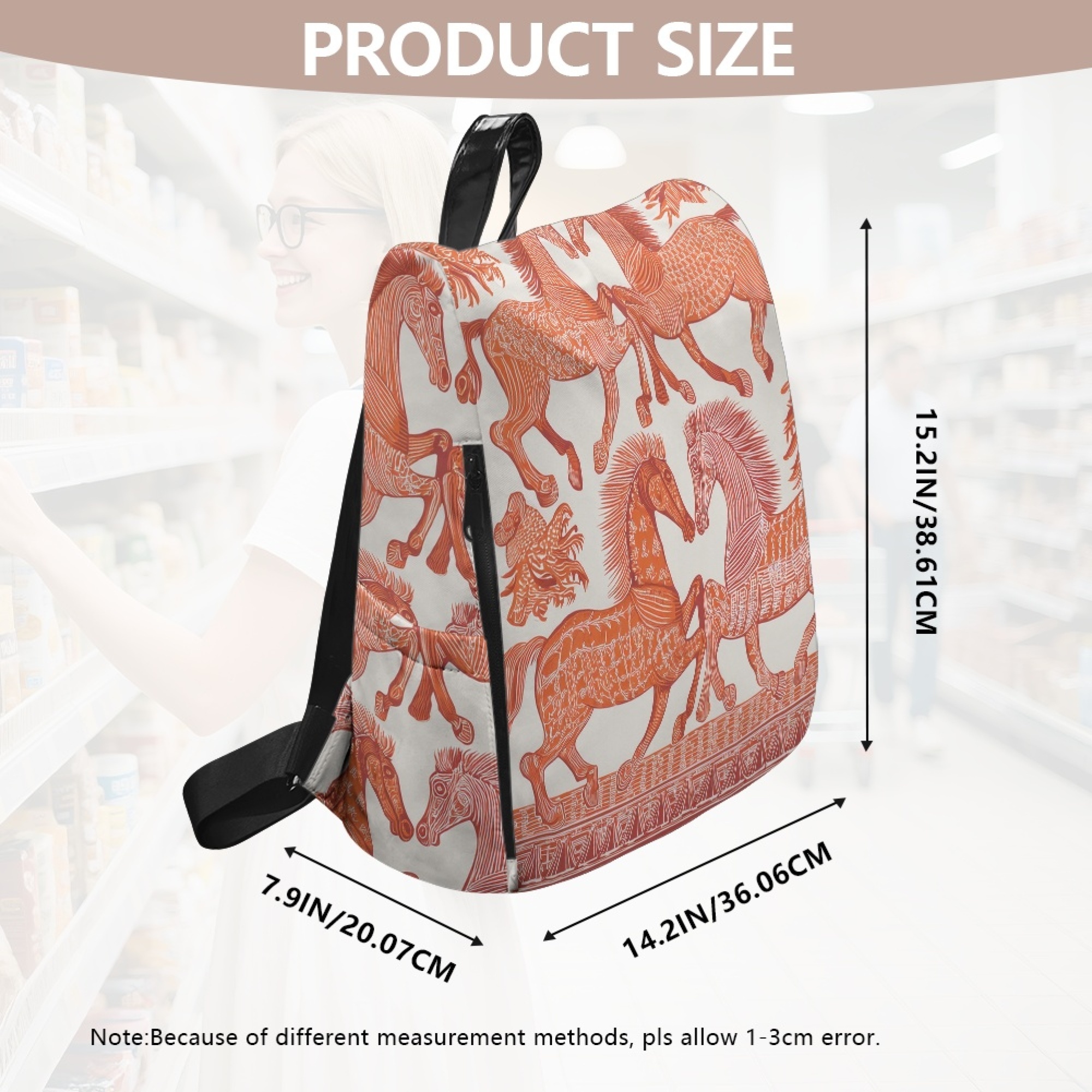 Custom H Designer Fashion Anti Theft Backpack Luxury Horse Pattern Unisex Full Print Backpack Laptop Bag Travel Bag H53