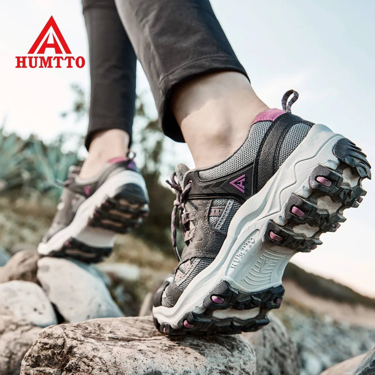 HUMTTO Women Hiking Spring Outdoor Sports Climbing Shoes Walking shoes Warm men Trekking Sneakers Ankle Boots Breathable