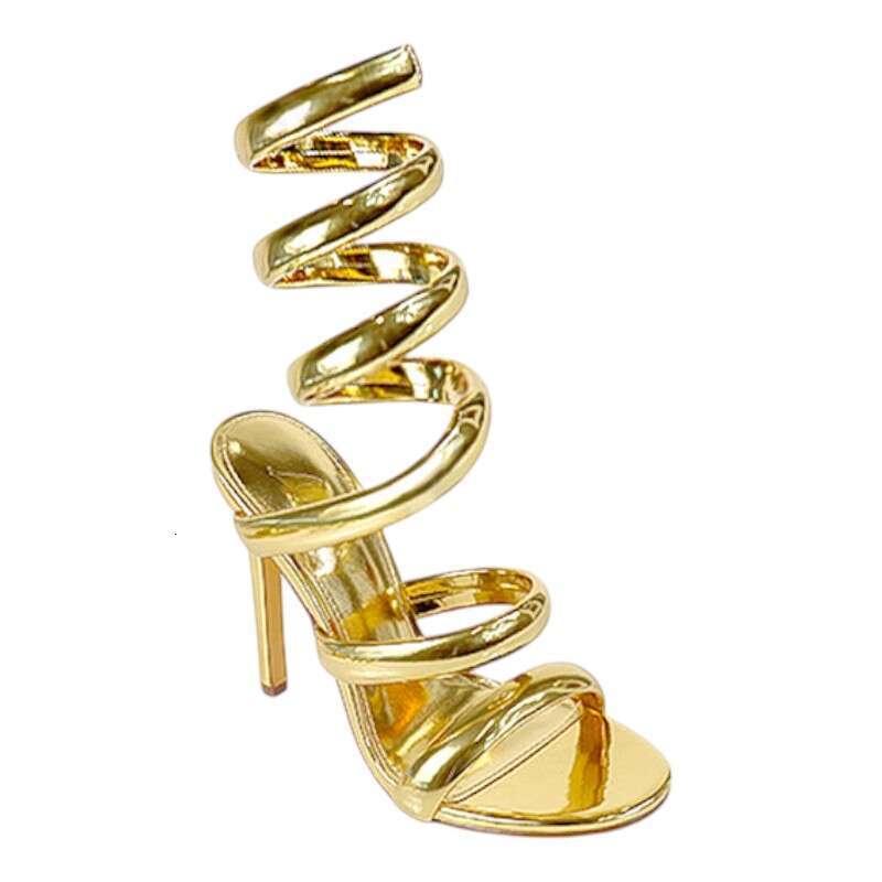 Women S Open Toe Spiral Wrap Up Strappy High Heels Sandals MOJIDASHU