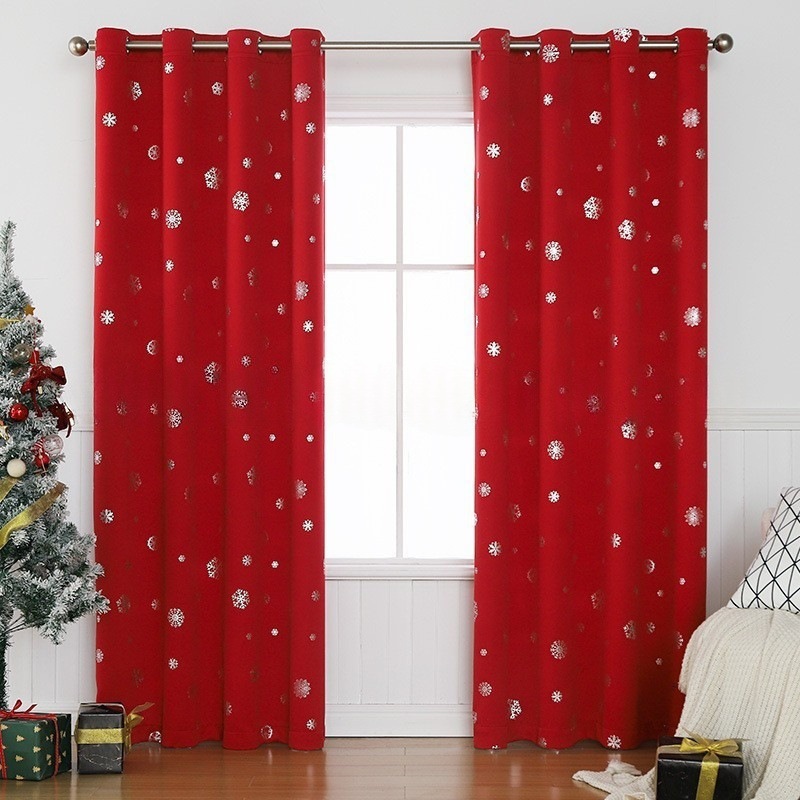YL-38081 Snowflake Print No-Drill Blackout Curtain/Anti-Peeping Curtain