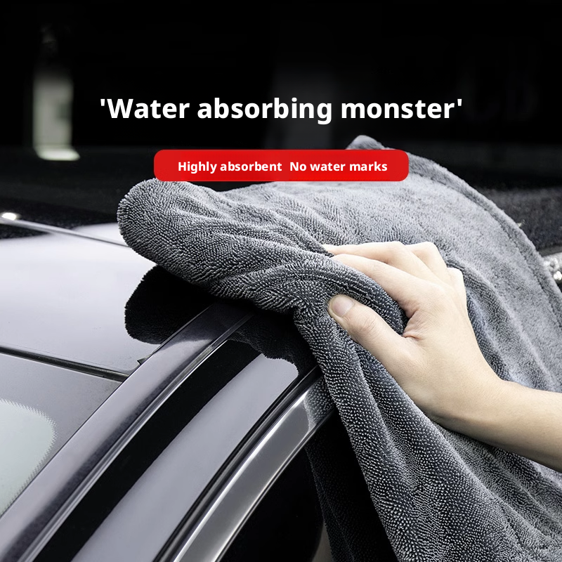 Grey Microfiber Car Wash Towel - Ultra Absorbent, Scratch-Free PE Border, for Cars & Multi-Surface Cleaning, 400g
