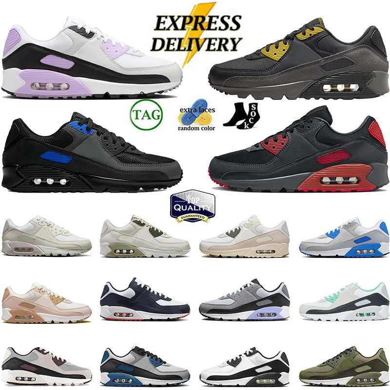 2026 Athletic 90 Sports Casual Shoes Designer 90s Men Women Running Shoes Lilac Black Bronzine White Dark StuccoRecraft Leathers Mesh Laser Outdoor Sneakers