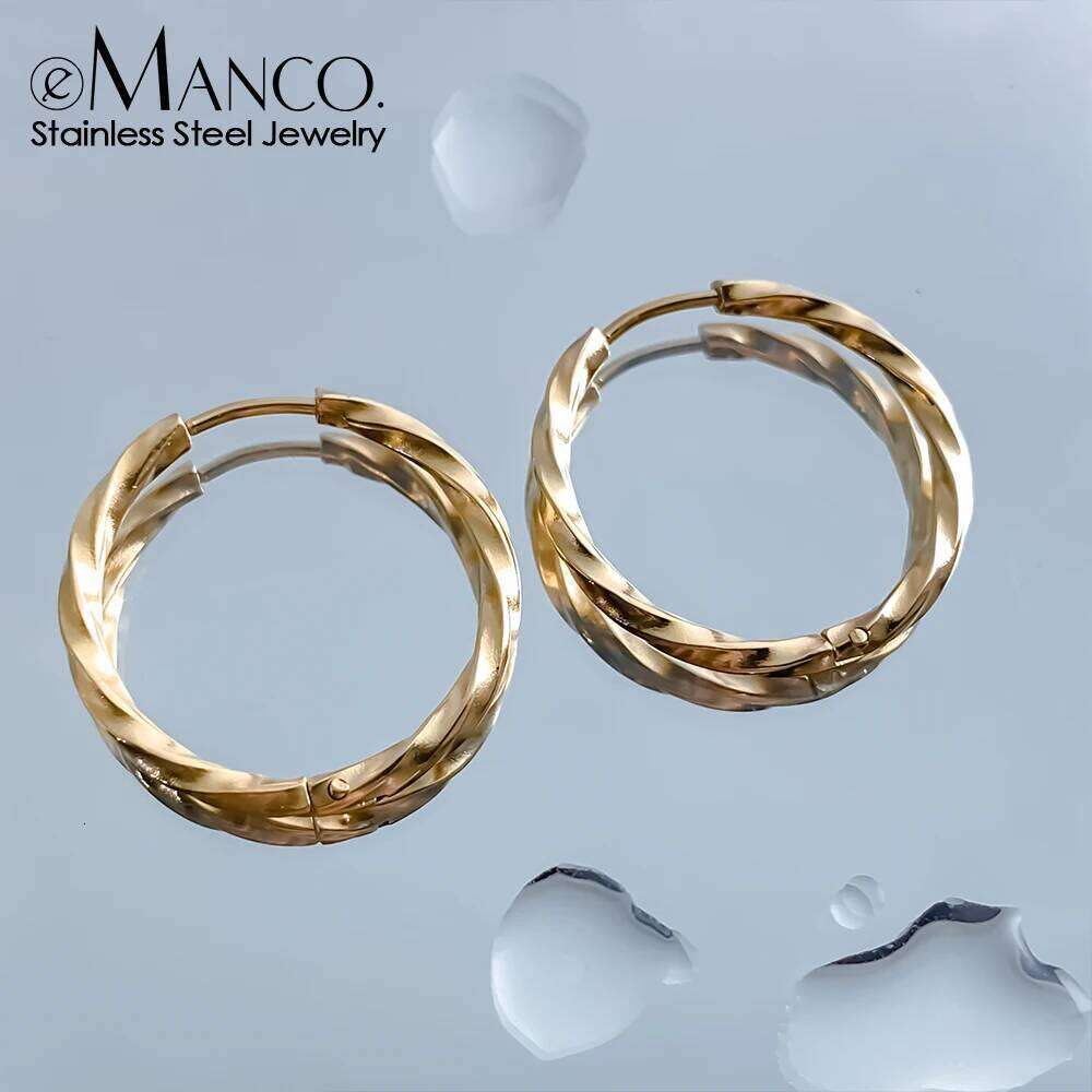 eManco Trendy Stainless Steel Round Earring For Women Girls Cute Geometric Metal Earrings Party Birthday Daily Jewelry Accessori