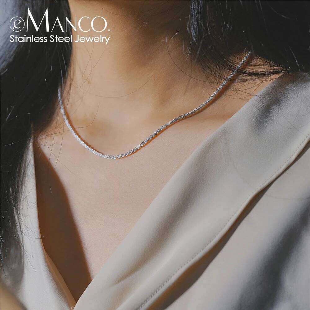 eManco Stainless Steel Cauliflower Chain 2.4MM Fine Flash Necklace Holiday Gift