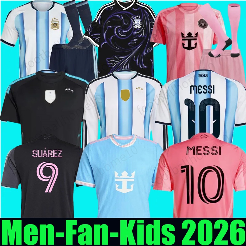 2026 World Cup ArgentinaS 3 Star soccer Jerseys 25 26 InterS MiamiS Fans Player player version DI MARIA J. ALVAREZ Home Away Men Kids football shirt MESSI S SUAREZ Jersey