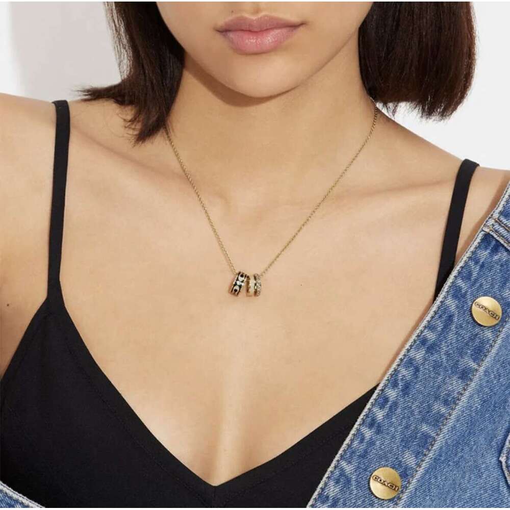COA High Version Hot-Selling Women's Jewelry Classic Enamel Logo Three-Ring Necklace Valentine's Day Gift Collarbone Chain