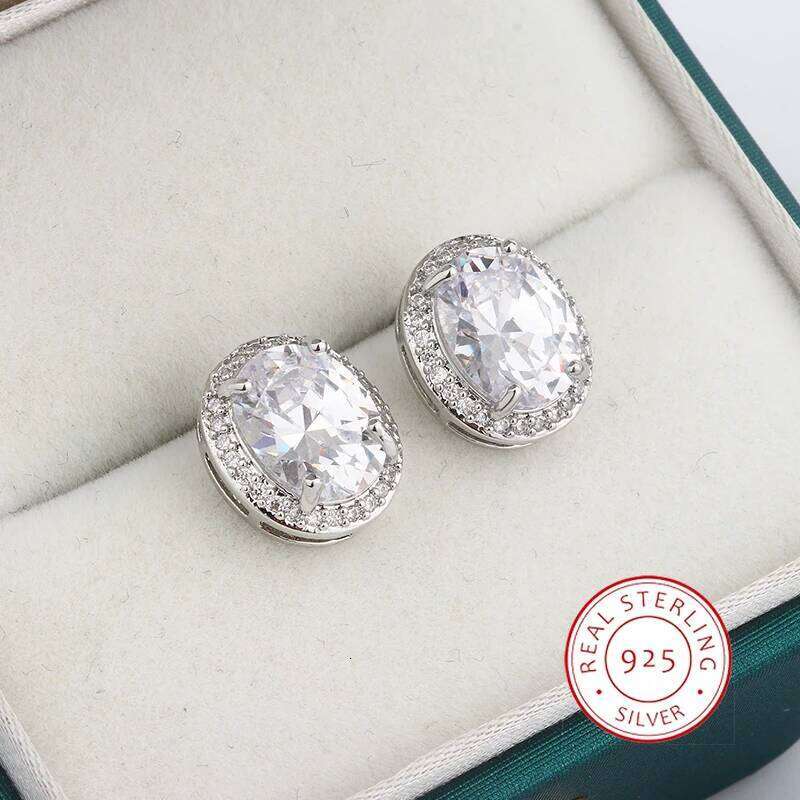 Classic Shiny Round Zircon Earrings for Women Fashion Party High Quality 925 Silver Plated Engagement Jewelry