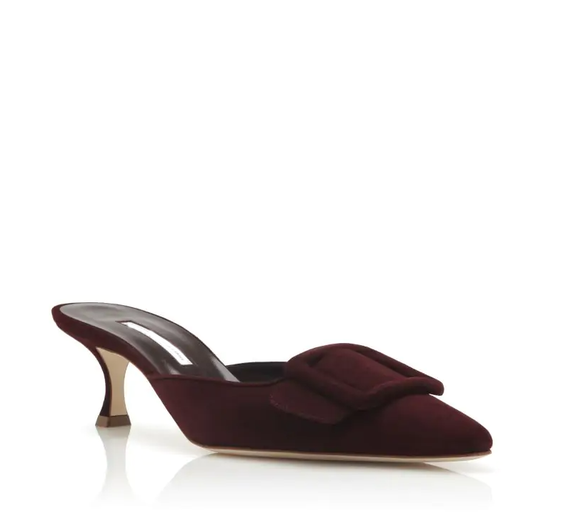 Summer Sandal Maysale Mule Pump Suede Slipper Slide Mules Low Heeled Ladys Kitten Heel Pointed Pumps Maysale Jewel buckle EU35-43