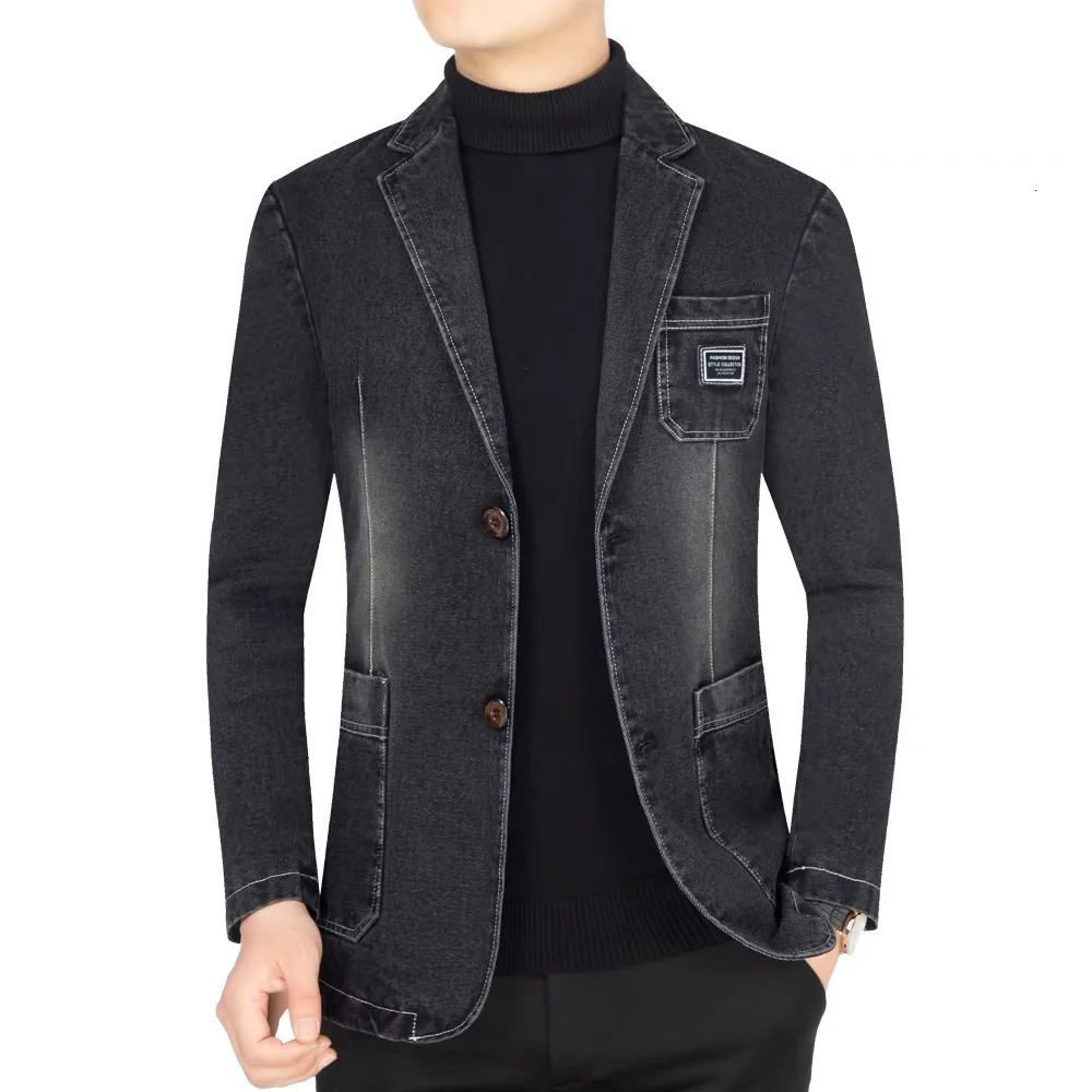 Men Denim Blazers Single Breasted Turn Down Collar Full Sleeve Jacket Suits Coats Casual Regular Coat Button Blazer Jackets 251230