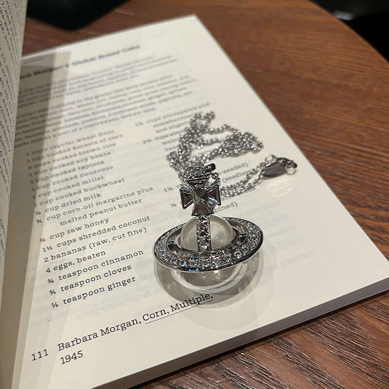 Empress Dowager Pina Large Rivet Full Diamond Orb High Version Sparkling Sweater Chain Three-Dimensional Saturn Necklace