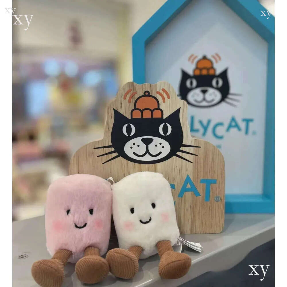 2026 Dolls jellys Cat Pair Of Bag Charm Plush Amuseables Pink And White Marshmallows Soft Toy Marshmallow pendant Doll Gifts A122