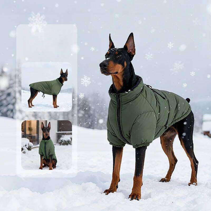 Waterproof Dog Adjustable Pet Winter Coat with Zipper, Christmas Puppy Snow Fleece Sweater for Medium Large Dogs 26N0104