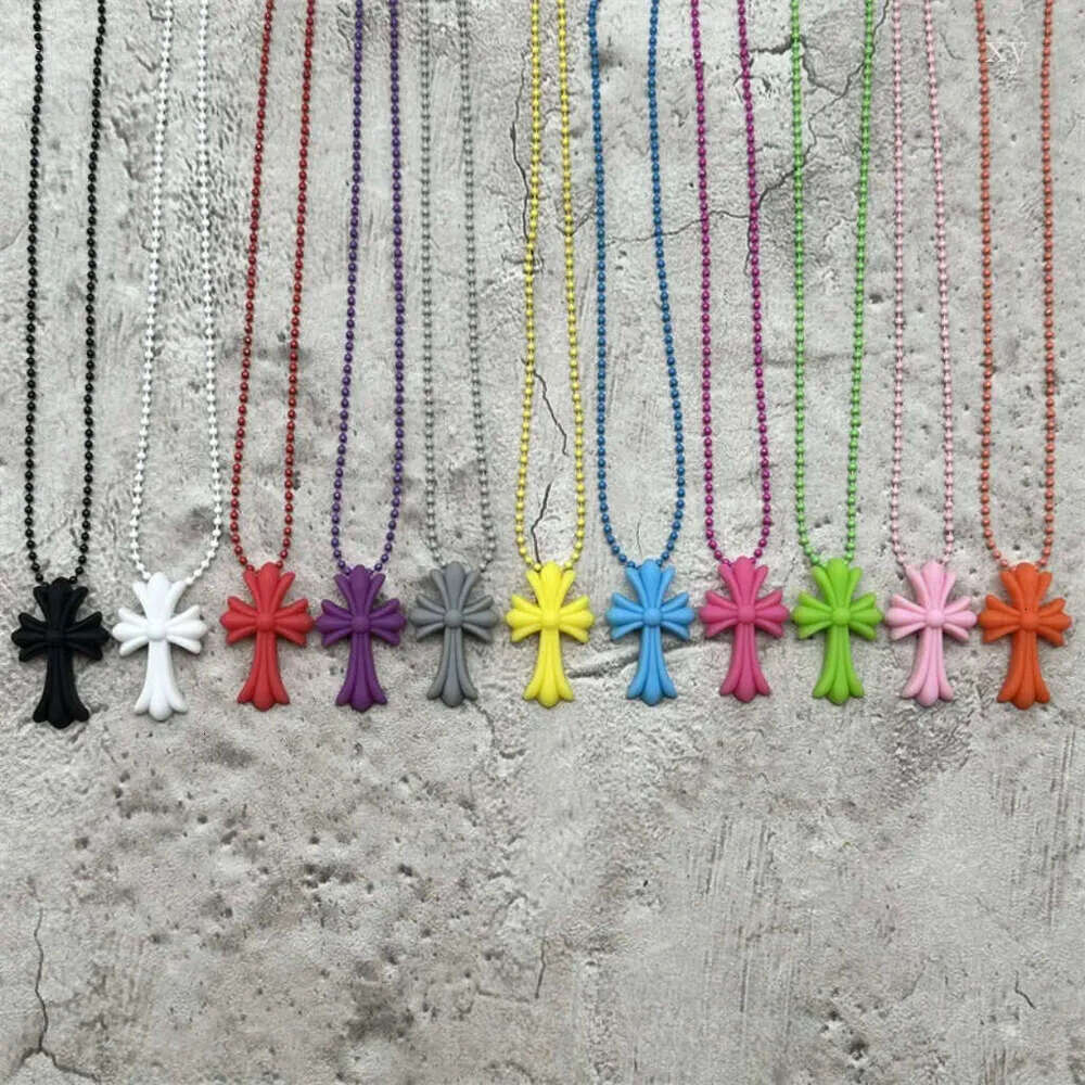 Trend Versatile Colored Silicone Cross Street Vintage Men's and Women's Same Rubber Pendant Necklace Hip Hop