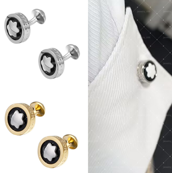 Elegant Men charm Gold Cufflinks Stylish MB Cufflinks Montblances Designer French style Cuff Links with Classic Letter Patterns - Perfect Christmas Gift for Him