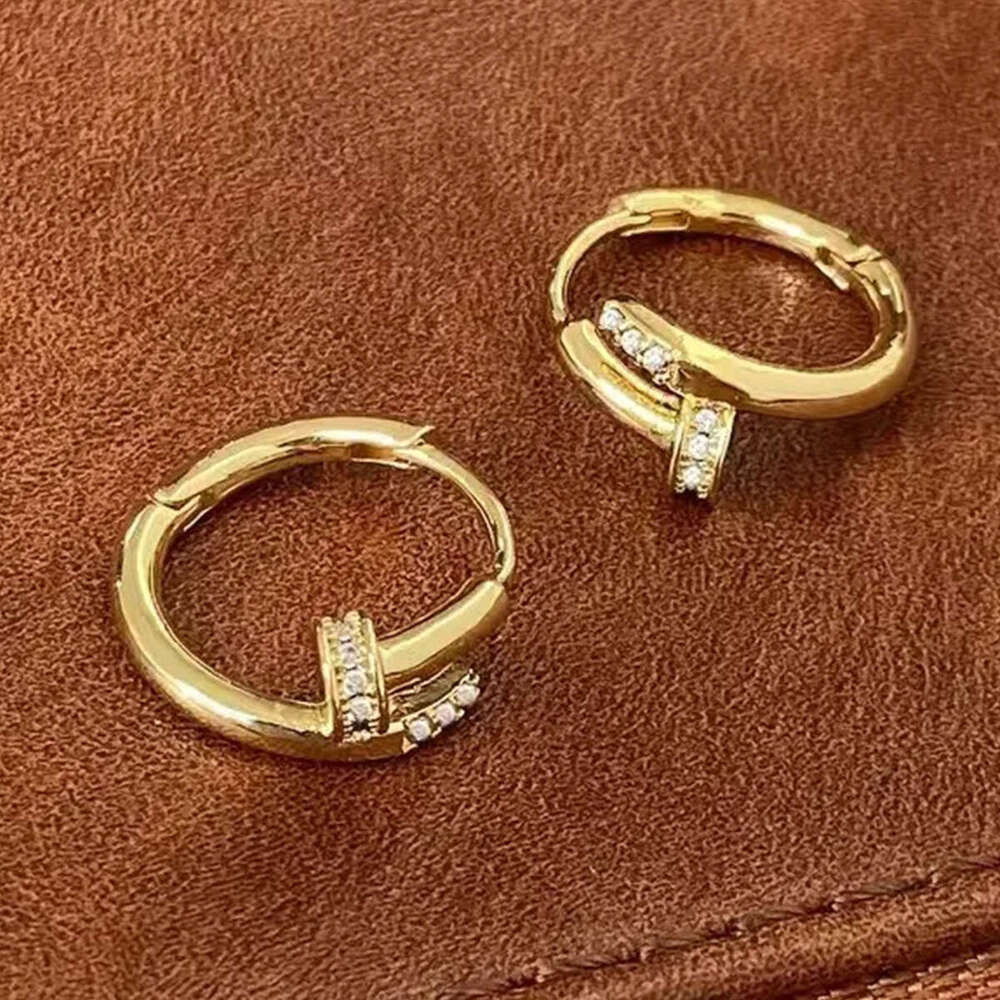 Nail Shape Earrings for Women: Rose Gold Plated with Micro Inlaid Round Crystals, American Style Fashion Jewelry for Daily Wear, Party & Special Occas