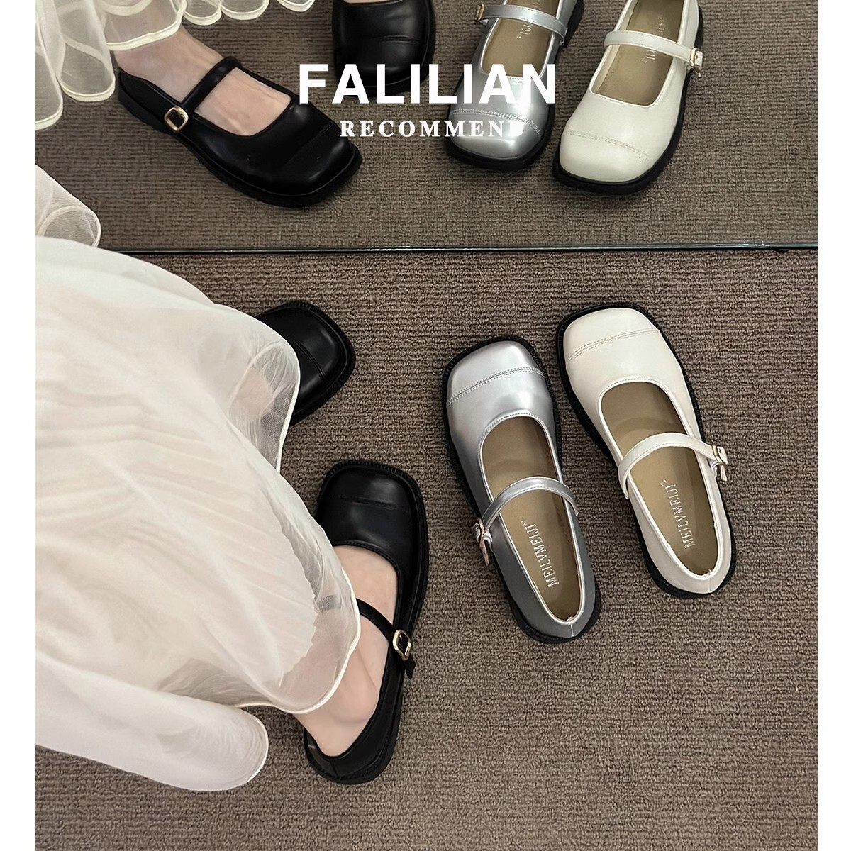 Ddmysports Artistic Low Heel Shallow Mouth One Strap Mary Jane Small Leather Commuting Versatile Loafers Summer New Style Single Shoes Outdoor Shoes