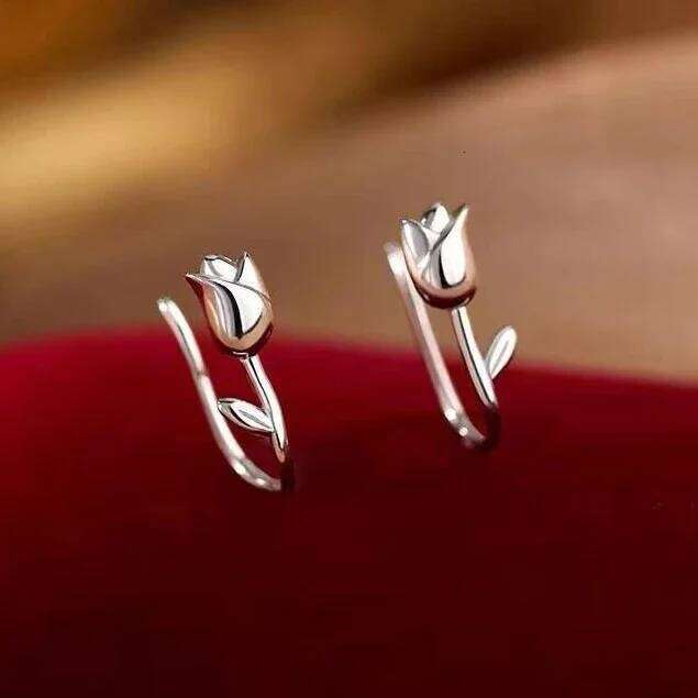 Real 925 Sterling Silver Mini Cute Flower Stud Earrings for Women Minimalist Plant Fine Jewelry Korean Version Accessories