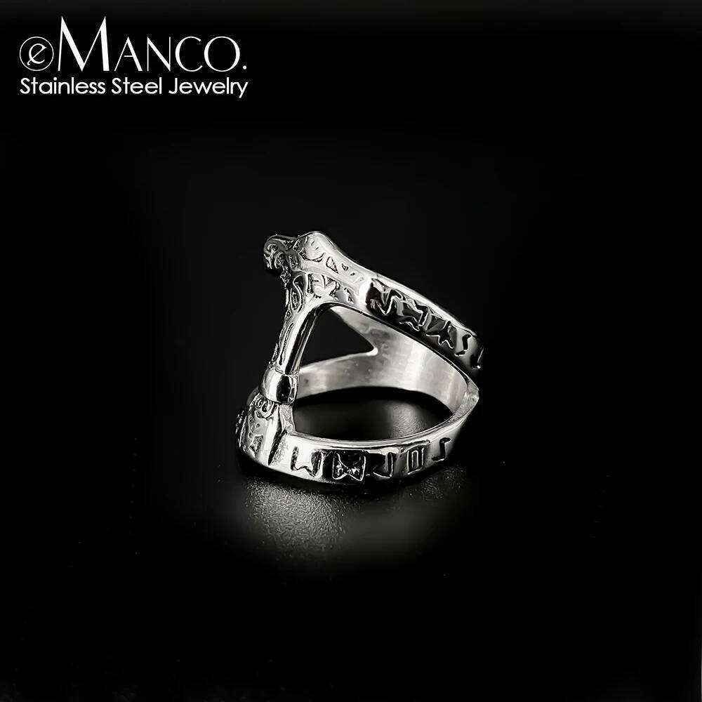 eManco Retro Punk Titanium Rings Men's Triangle Knot Big Wrench Ring Stainless Steel Personalized Jewelry Wholesale