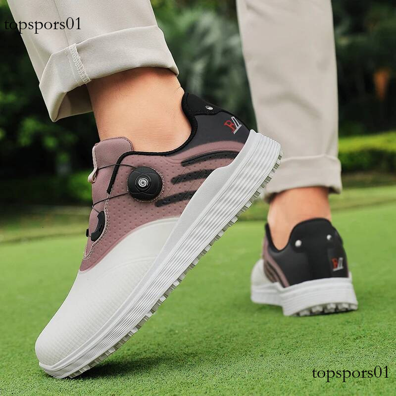 Golf sports men's four season new breathable casual fashion outdoor non slip comfortable rotating button motion shoes
