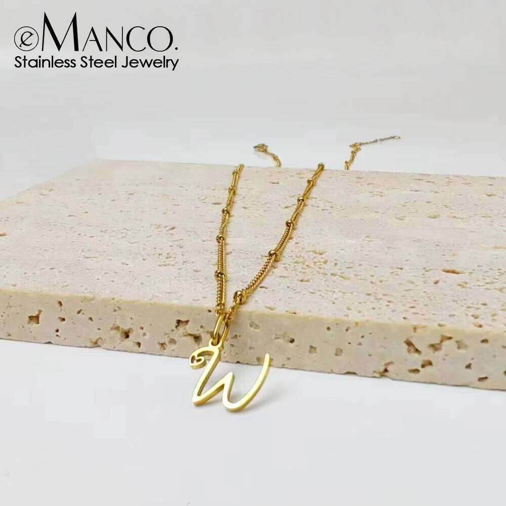 eManco Stainless Steel Initial Beaded Love Heart Art Letter Name Combo Necklace Birthday Gift