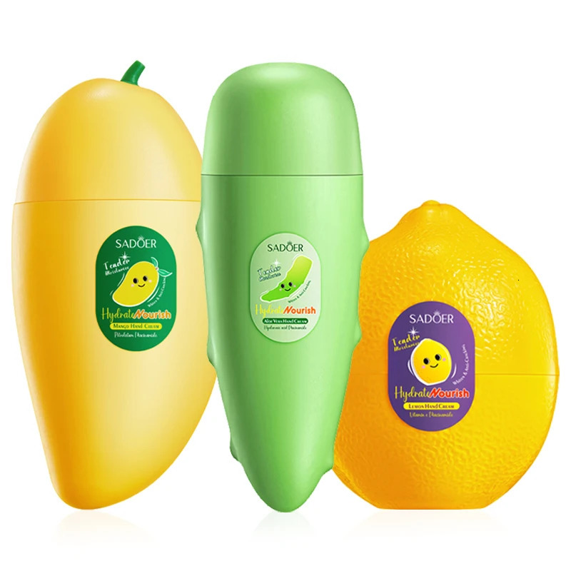 SADOER Peach Aloe Vera Lemon Hand Cream Fruit Moisturizing Shape Brightening Repairing Hand Creams For Hand Care 251222