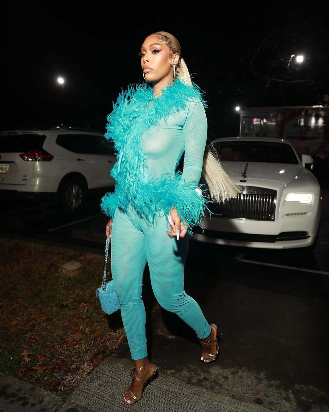 2025 Feather Patchwork Suit Fashion Casual Womens Sets Long Sleeve Tops and Pants Sexy Pink Elastic Two 2 Piece Set Outfits 251022