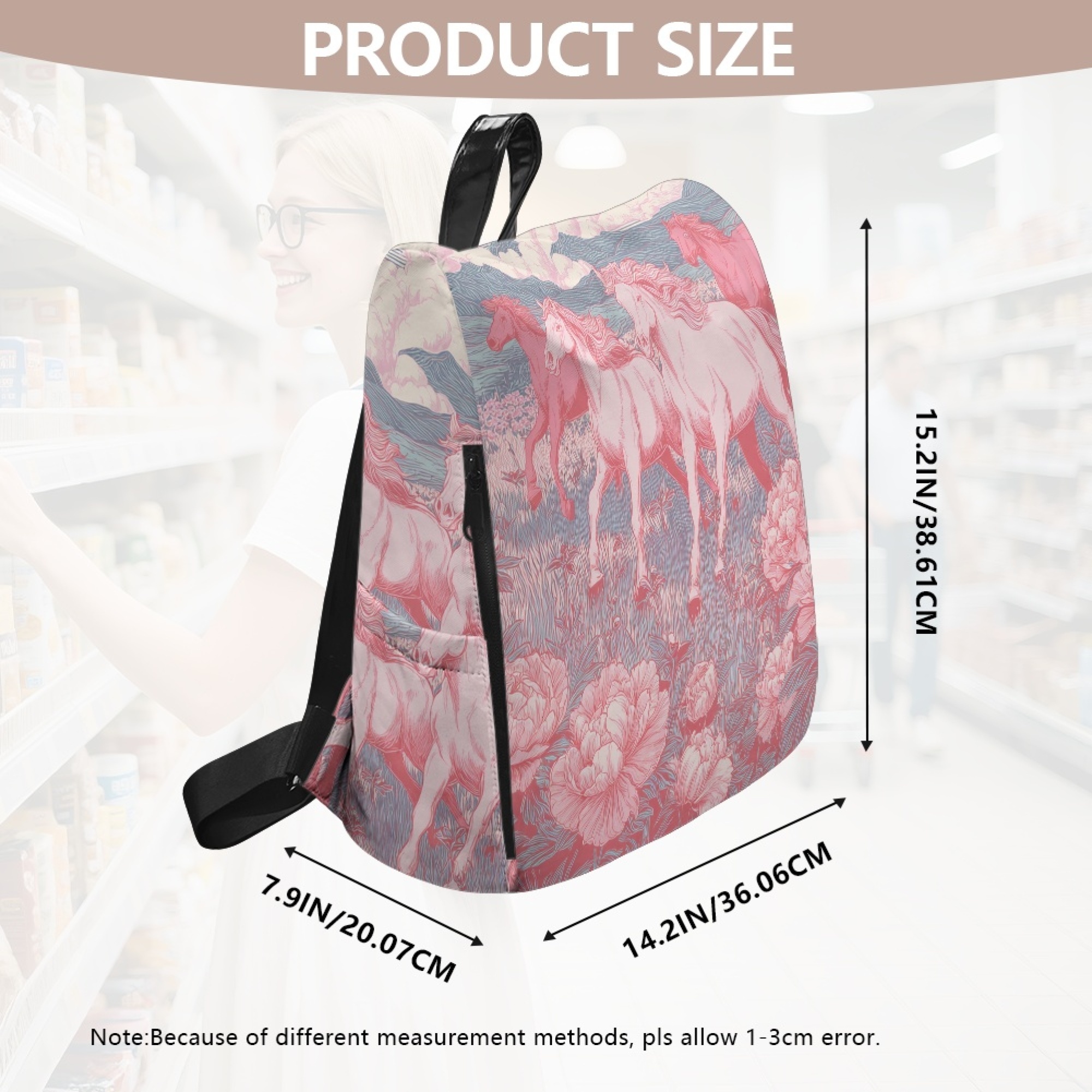 Custom H Designer Fashion Anti Theft Backpack Luxury Horse Pattern Unisex Full Print Backpack Laptop Bag Travel Bag H48