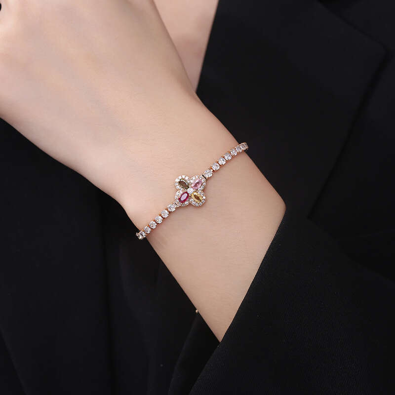 Colorful Flower Bracelet Four-Leaf Clover Design Designer Bracelet