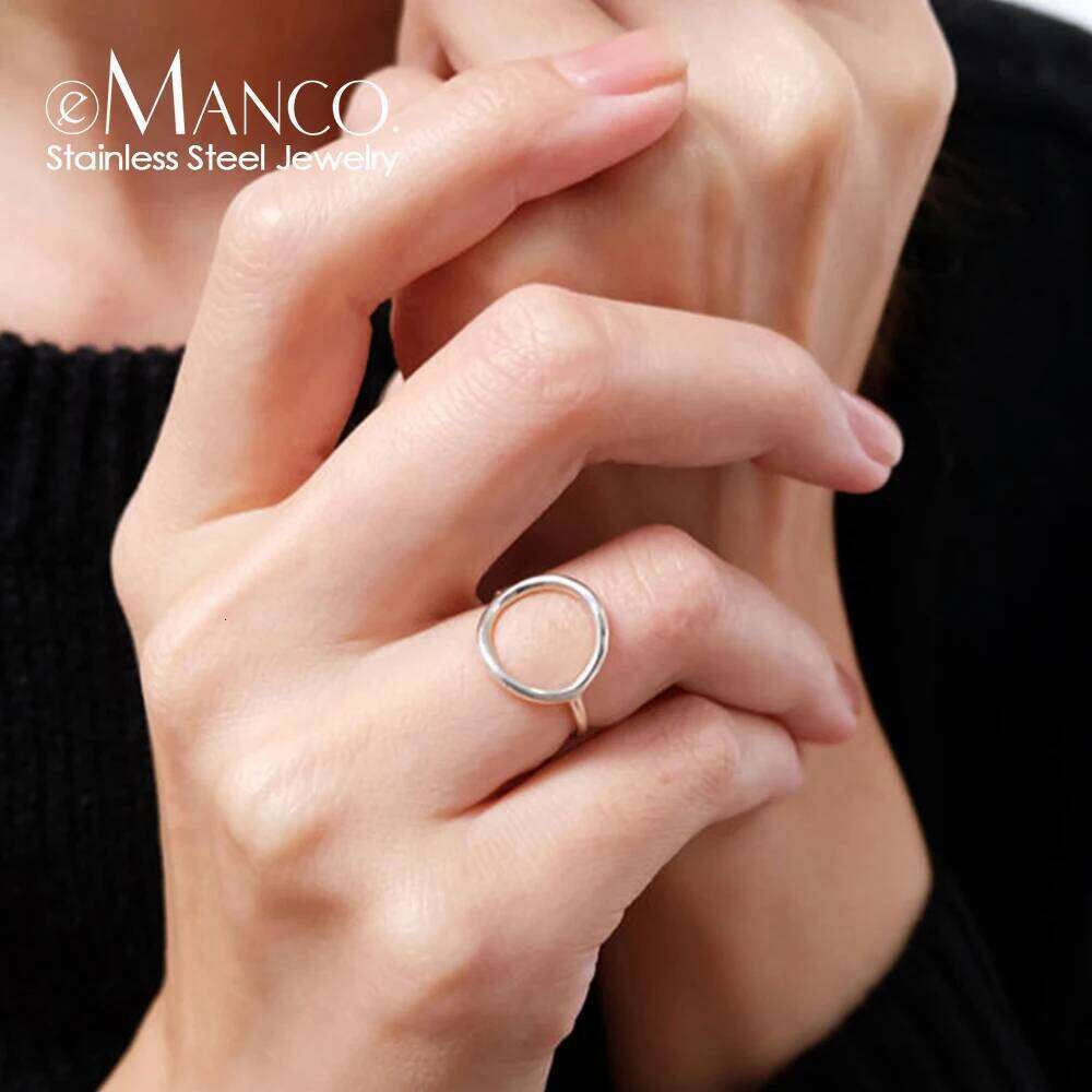 eManco Trendy Ring Stainless Steel For Women Stackable Round Midi Rings Fine Jewellery Gift Wholesale