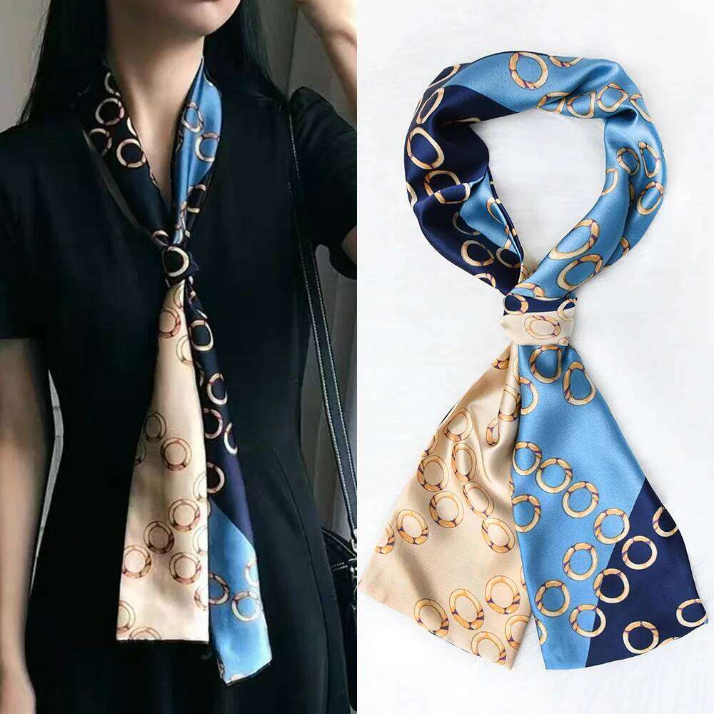 Horse Pattern Imitation Silk Scarf Headband Neckerchief Foulard Female Hair Scarfs Neck Tie Skinny Scarves Soft Satin