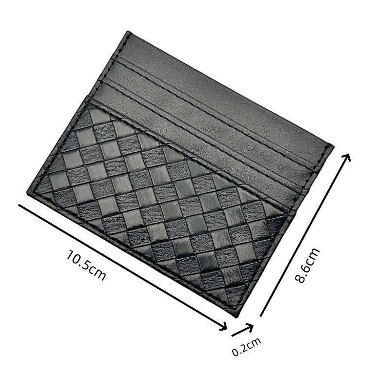 Ins Style Korean Woven Genuine Leather Business Case Storage Sleeve ID Holder Quilted Credit Card