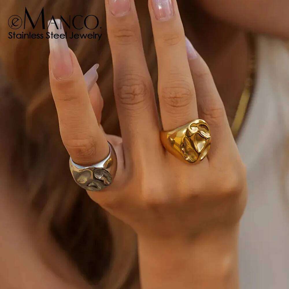 eManco New Design Dome Ring Geometric Rings for Women Simple Stylish Texture Finger Jewelry Waterproof wholesale manufacturers