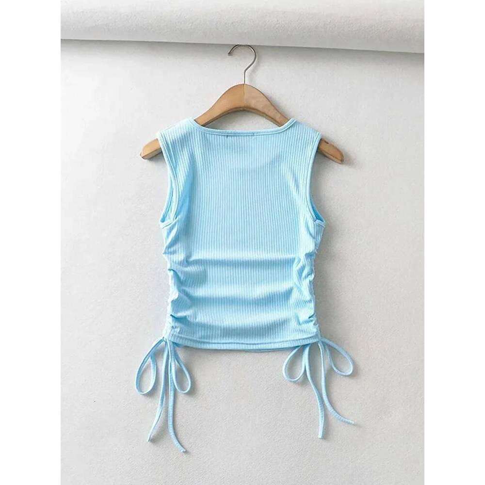 20234 Summer NEW Arrival Women Solid Color Sexy Causal Crop Top With String Both Side Club For Fashion Ladies