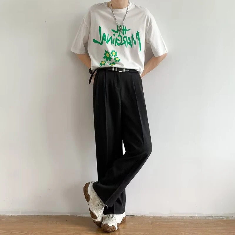 Brown Black Suit Pants Men Fashion Social Mens Dress Pants Korean Loose Straight Wide Leg Pants Mens Office Formal Trousers 251227