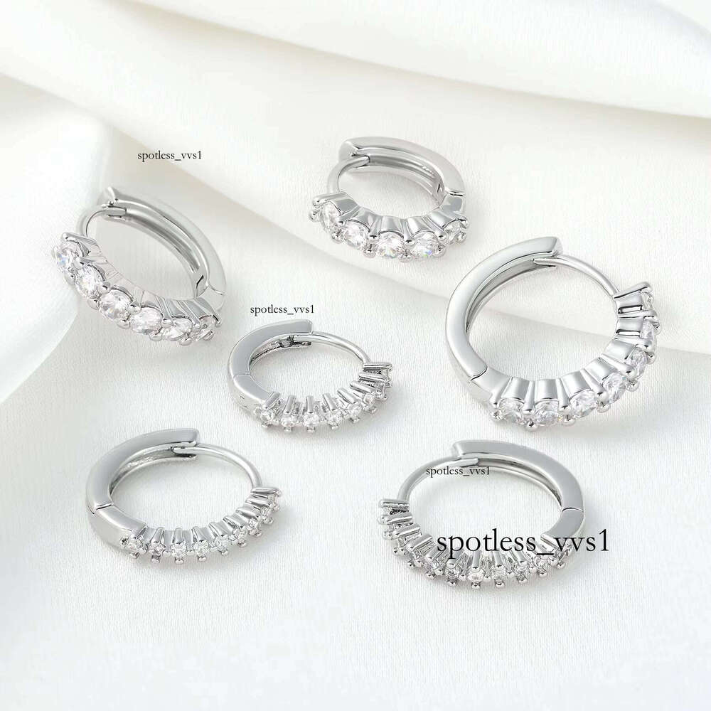 2024 New Design Fashion Jewelry Simple 18k Gold Plated Brass Hot Sale Round VVS Moissanite Women's Earrings