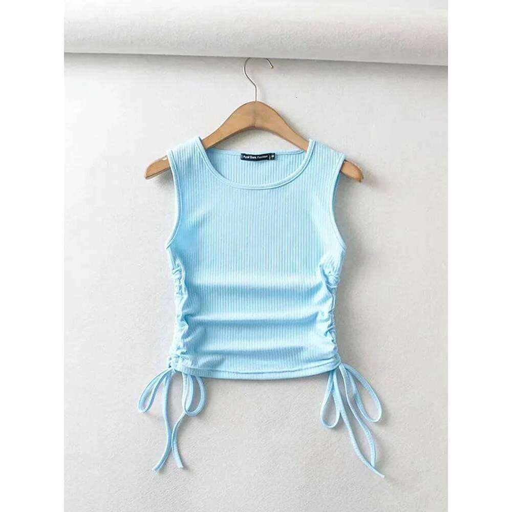 20234 Summer NEW Arrival Women Solid Color Sexy Causal Crop Top With String Both Side Club For Fashion Ladies