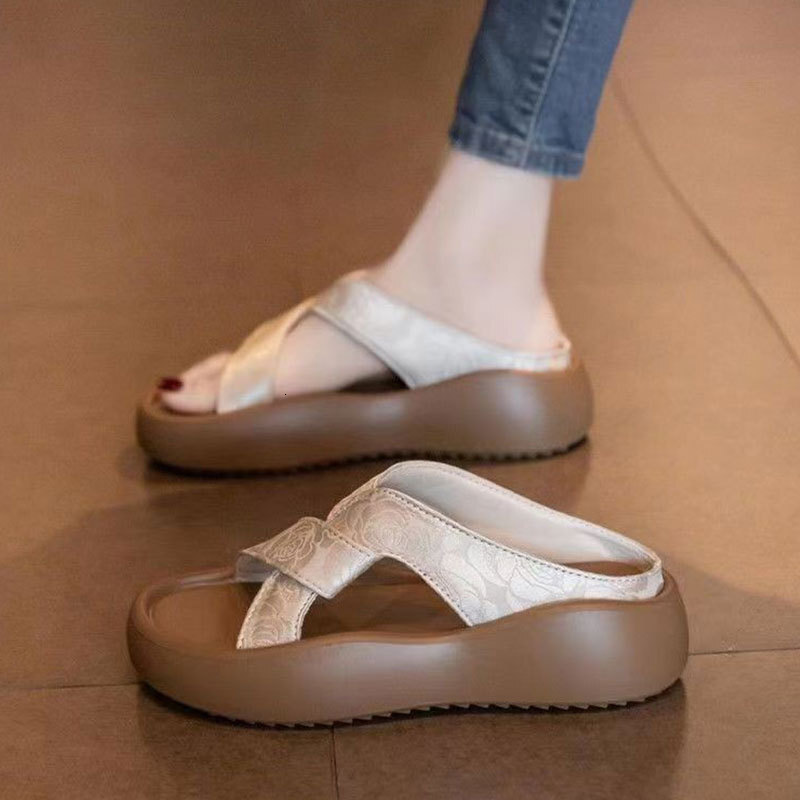 Ddmysports Women S Summer New Fairy Style Thick Sole Beach Sandals Fashionable Pregnant Comfortable Slip On Slides Outdoor Shoes