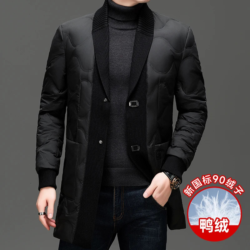 Highquality suit down jacket for men midlength business casual collar winter warm and highend style coat 251225