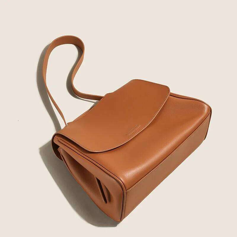 Ladies' genuine leather cowhide shoulder bag, casual handbag, luxury brand bag, tote bag, large capacity crossbody bag, armpit bag