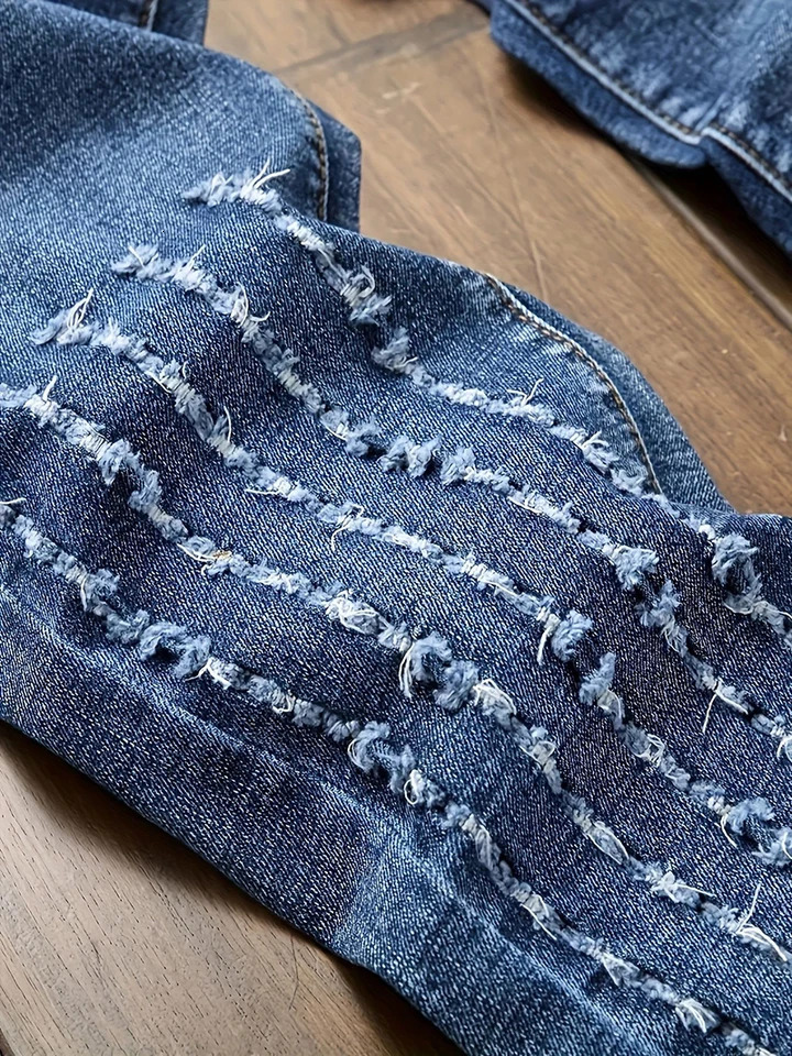 Spring and Autumn Mens Straight Pull up Denim Jeans with High Elasticity Washed Blue Slimming Pants Large Size 251205