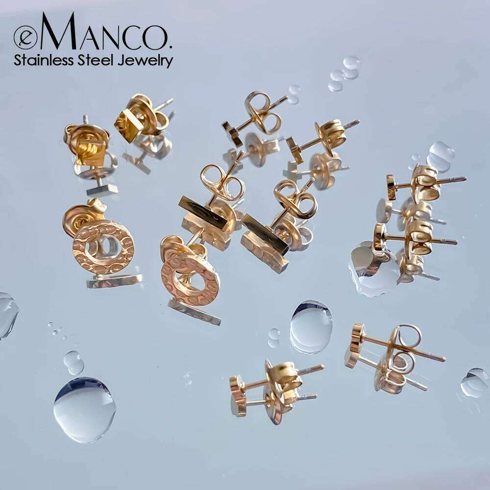 eManco For Women Office Small Round Earring Studs Minimalist Jewelry Wholesale Girls Stainless Steel Stud Earrings