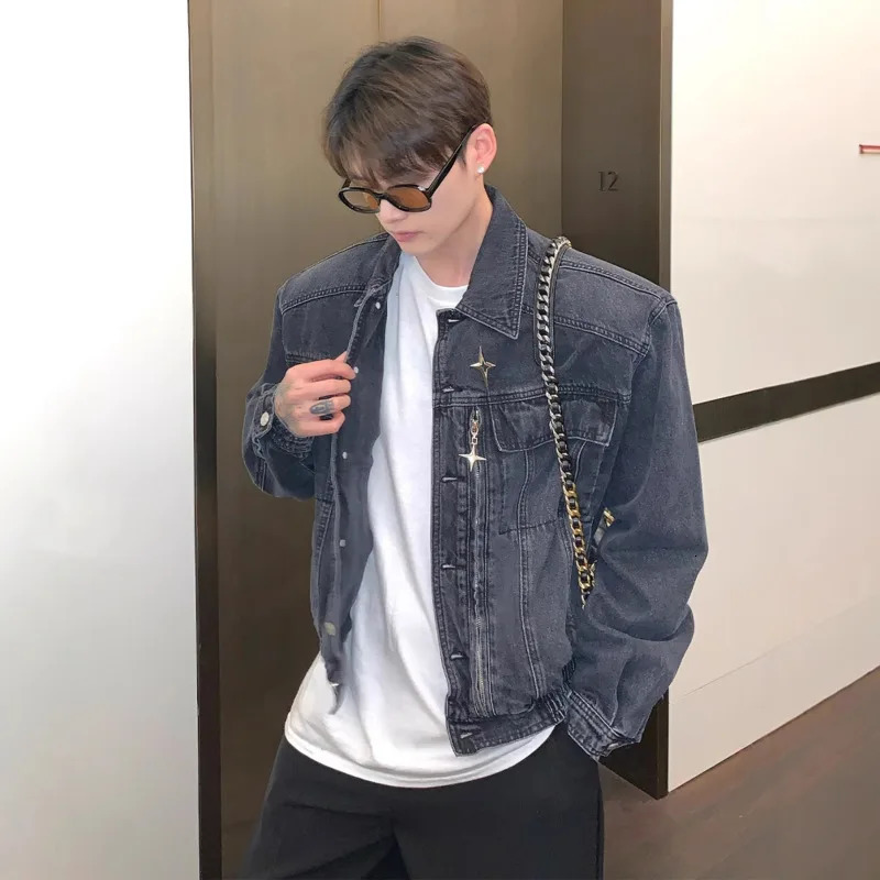 PFNW Metal Shoulder Pad Denim Jacket Mens Versatile Loose Washed Vintage Short Coat 2026 Spring 28L1243 251230